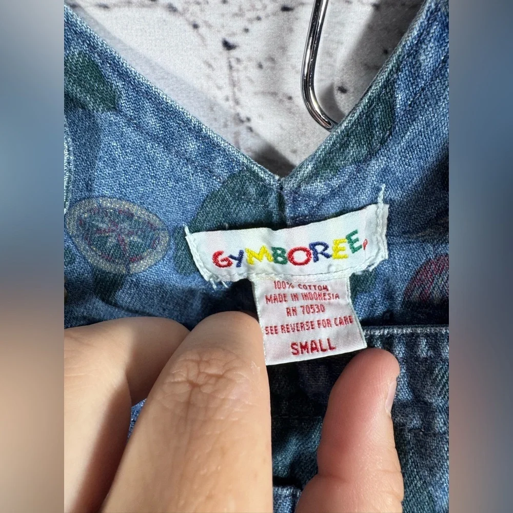 Gymboree Rainbow Tag Denim Overalls with Map Print